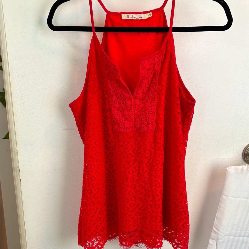 Solitaire Red Fabric with Black Accent